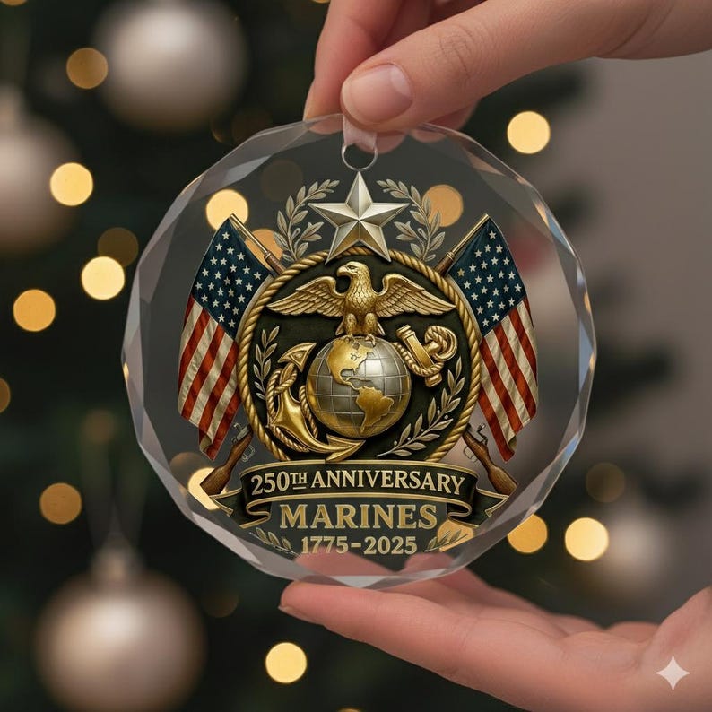 U.S. Marines 250th Anniversary Ornament – Patriotic Military Christmas Decoration