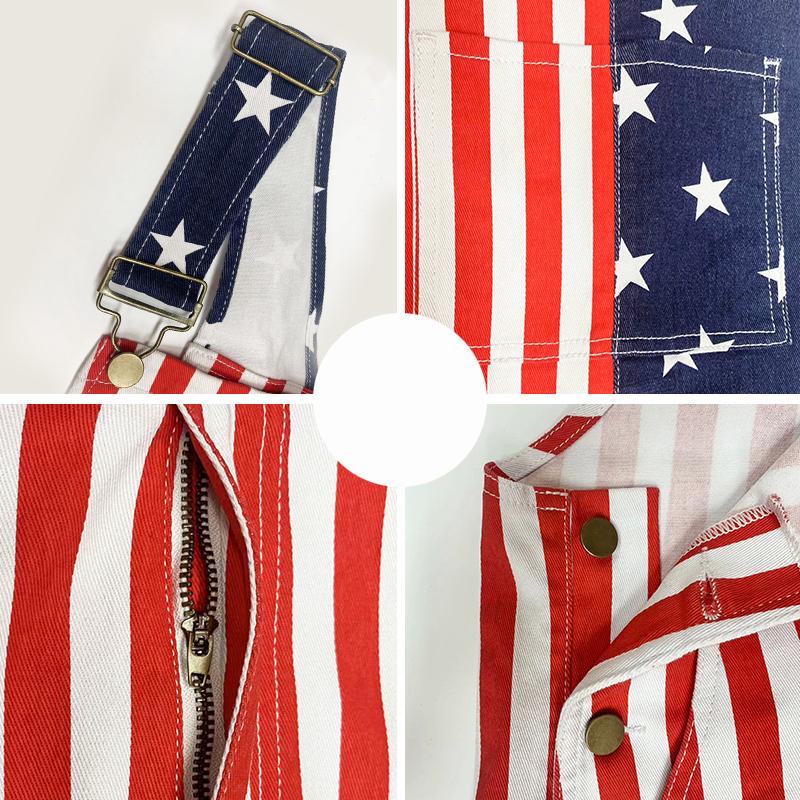 USA 250th Anniversary Patriotic Denim Romper – Unisex Independence Day Jumpsuit