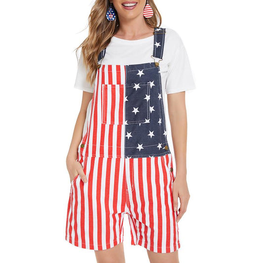 USA 250th Anniversary Patriotic Denim Romper – Unisex Independence Day Jumpsuit