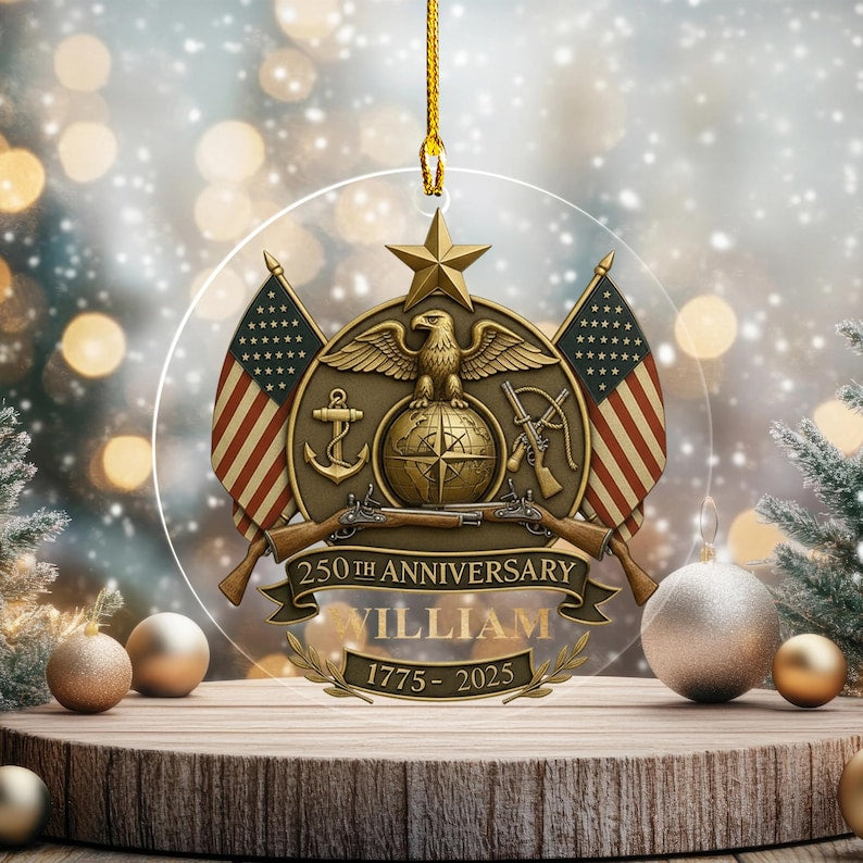 U.S. Marines 250th Anniversary Ornament – Patriotic Military Christmas Decoration