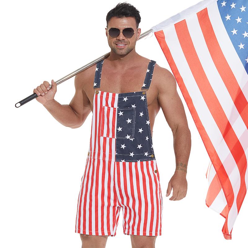 USA 250th Anniversary Patriotic Denim Romper – Unisex Independence Day Jumpsuit