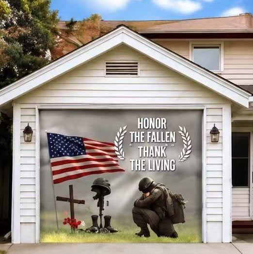 Patriotic Garage Door Banner – American Flag & Bald Eagle Garage Door Cover for Independence Day, 4th of July Outdoor Home Decor