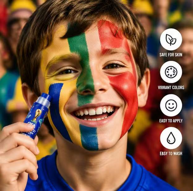 FIFA World Cup Face Paint Sticks – 6 Color Fan Makeup Kit for Soccer Games & Parties