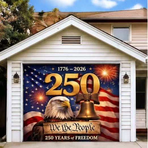 Patriotic Garage Door Banner – American Flag & Bald Eagle Garage Door Cover for Independence Day, 4th of July Outdoor Home Decor
