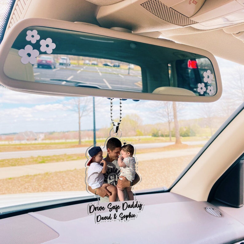 Custom Photo Car Ornament – Drive Safe Daddy Gift for Father
